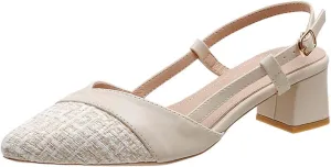 Women's Closed Toe Cusy Sandal Hook and Eye Pump High Heel Solid Elegant Splicing Leather Sandals Summer Shoe