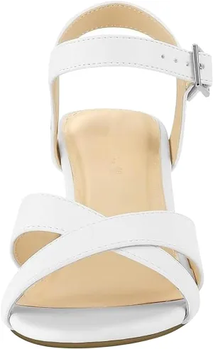 Women's Cross Strappy Elegant Sandals Hook and Eye High Heels Trendy Summer Spring Shoe Solid Simple Comfy Sandal