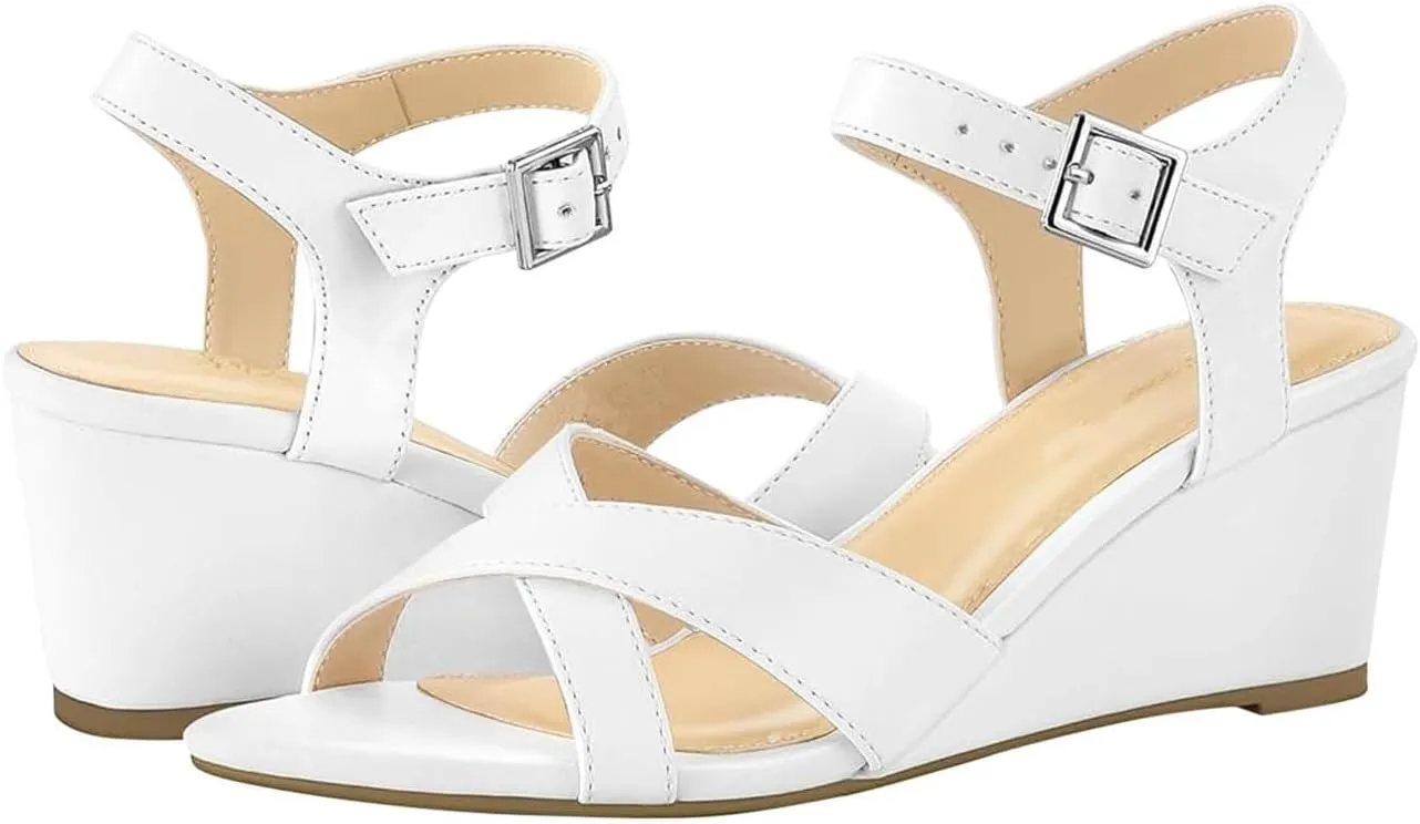 Women's Cross Strappy Elegant Sandals Hook and Eye High Heels Trendy Summer Spring Shoe Solid Simple Comfy Sandal