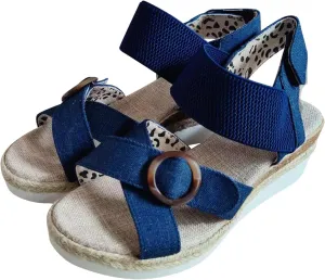 Women's Cross Thick Strappy Sandals Hook and Loop Solid Wedge Shoe Trendy Open Toe Sandal Elegant High Heel