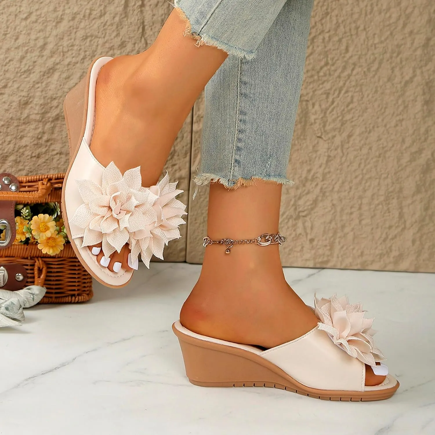 Womens Flip Flops Dressy Orthopedic Sandals Summer Comfortable Sandals Arch Support Wedge Slippers Vacation Shoes