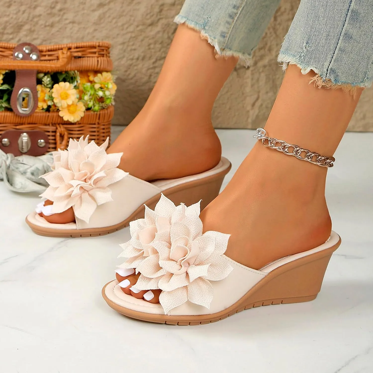 Womens Flip Flops Dressy Orthopedic Sandals Summer Comfortable Sandals Arch Support Wedge Slippers Vacation Shoes