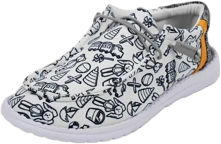 Women's Lace-up Loafers Canvas Loafers with Arch Support Color Painted Wide Width Walking Sneakers Comfortable Slip-on Sneakers