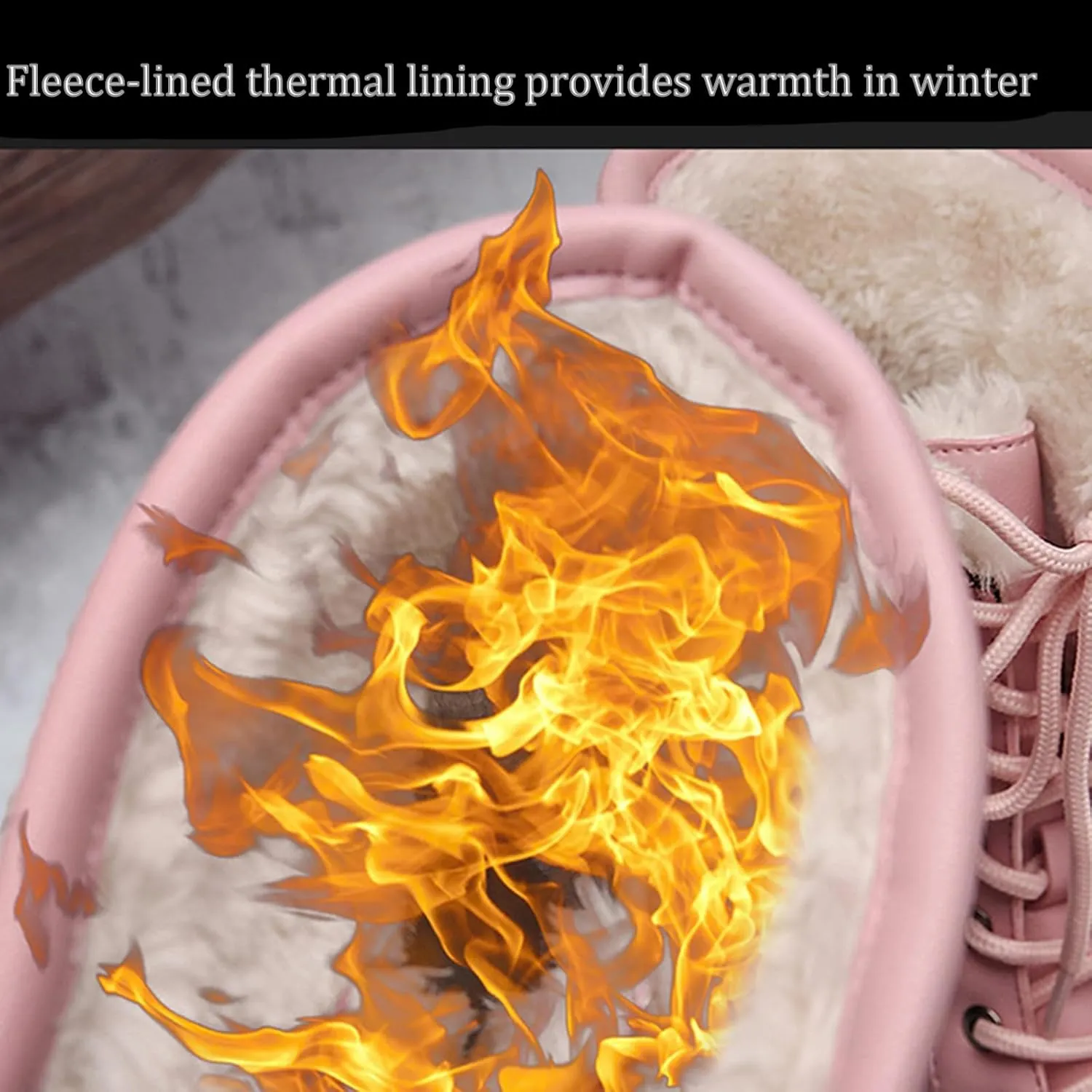 Women'S Leather Waterproof Snow Boots Winter Warm Faux Fur Lined Lug Sole Non-Slip Fashion Duck Boots Outdoor Lace-Up Warm Boots