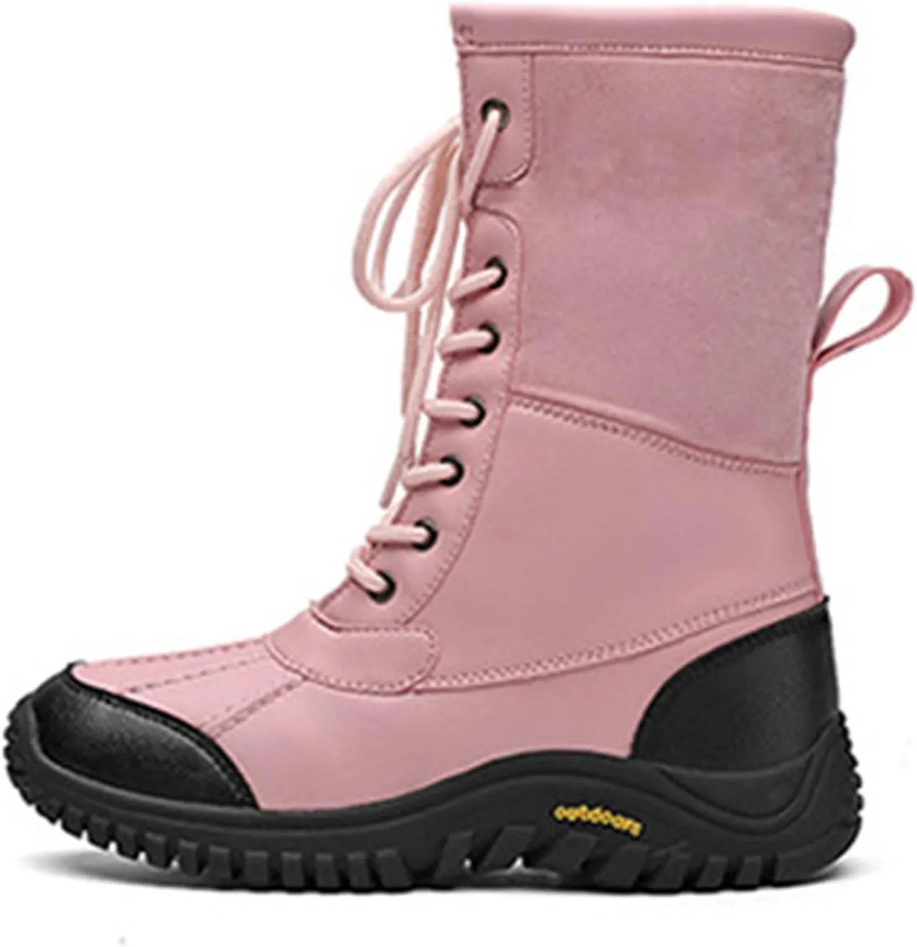 Women'S Leather Waterproof Snow Boots Winter Warm Faux Fur Lined Lug Sole Non-Slip Fashion Duck Boots Outdoor Lace-Up Warm Boots
