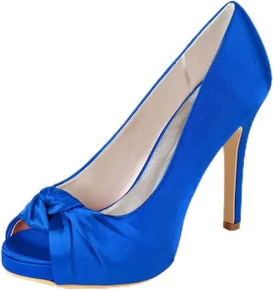 Women's Peep Toe Heeled Sandals Fashion Platform Pumps Stiletto Heel 4.3 Inches Elegant Prom Dress Shoes