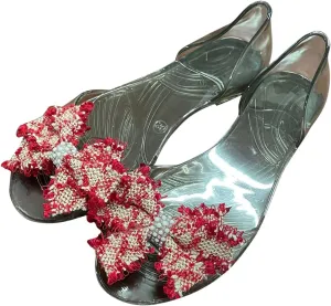 Women's Rhinestone Embellished Bowknot Sandals Fruit Jelly Color Trendy Elegant Flat Summer Business Casual Sandal