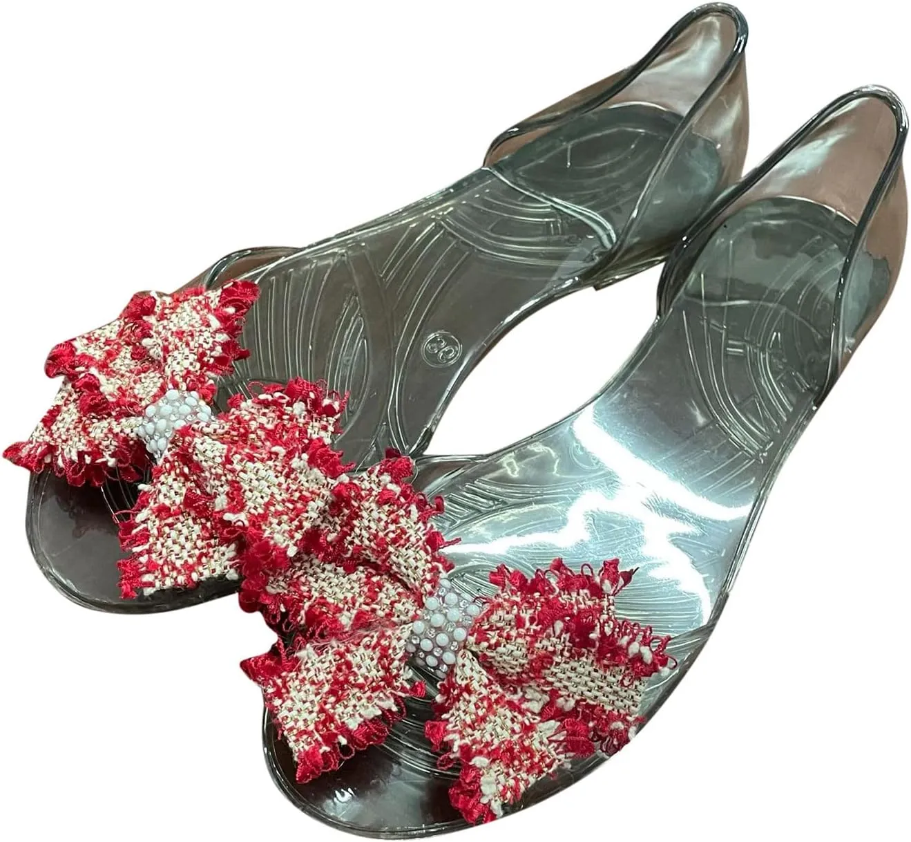 Women's Rhinestone Embellished Bowknot Sandals Fruit Jelly Color Trendy Elegant Flat Summer Business Casual Sandal
