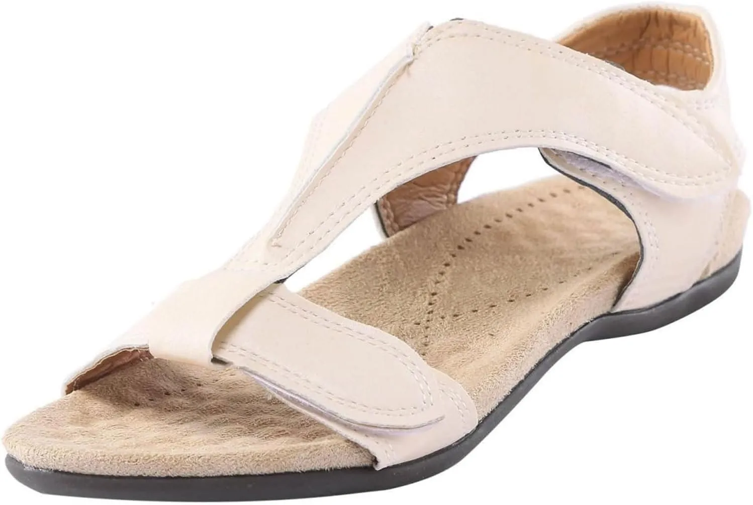 Womens Sandals Arch Support T-Strap Orthopedic Flat Adjustable Comfortable T-Strap Walking Sandals Beach Shoes