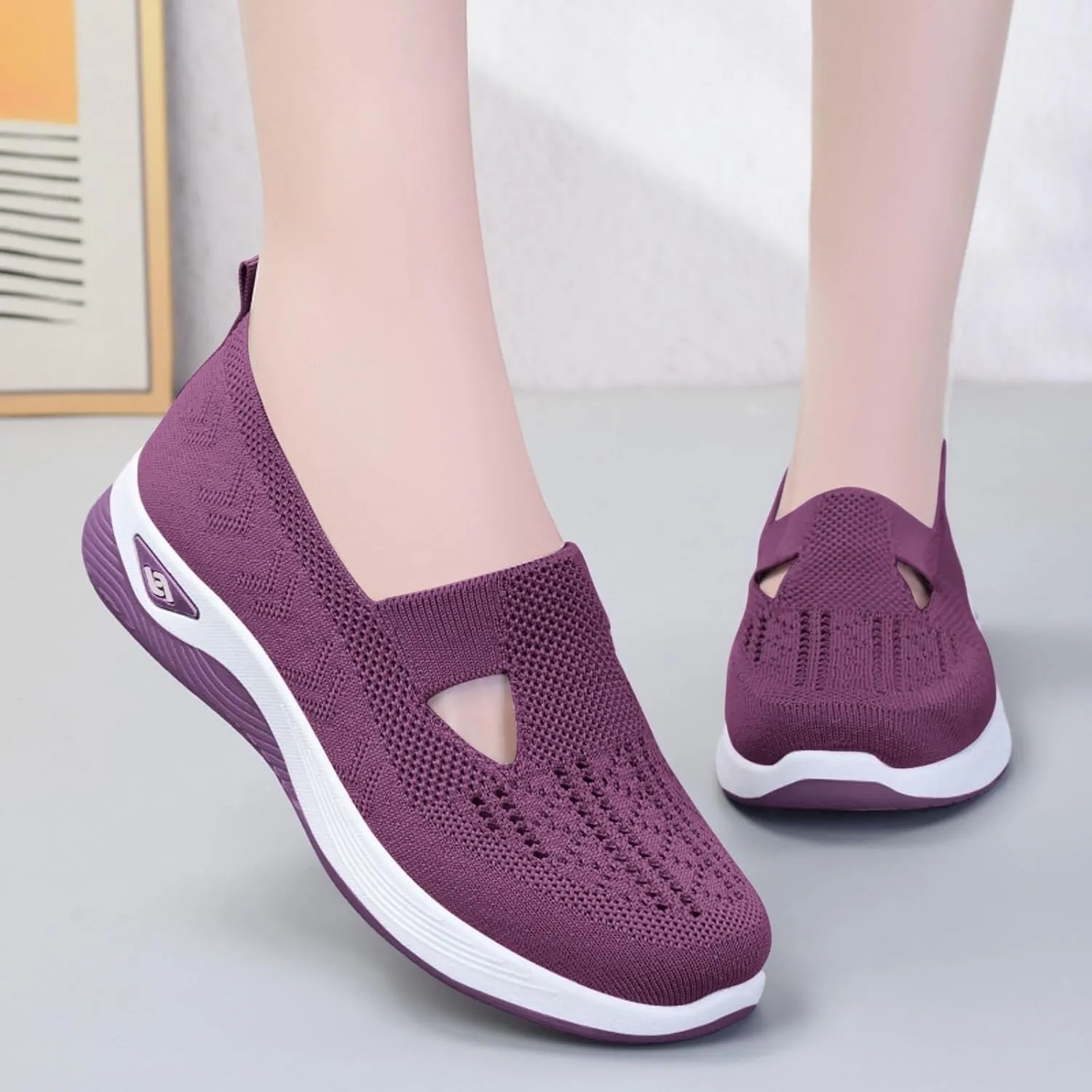 Women's Slip on Sneakers Orthopedic Walking Shoes Lightweight Comfortable Running Shoes Anti-Slip Mesh Shoes Sneakers