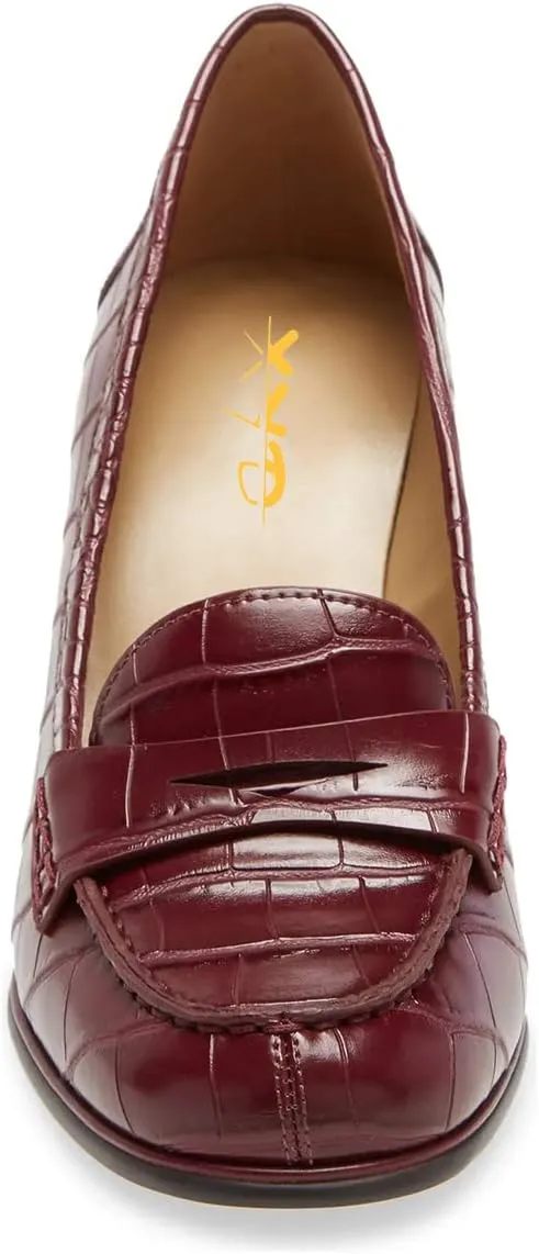XYD Women Vintage Slip On Loafers Chunky Block High Heel Round Toe Basic Pumps Party Work Office Ladies Dress Shoes
