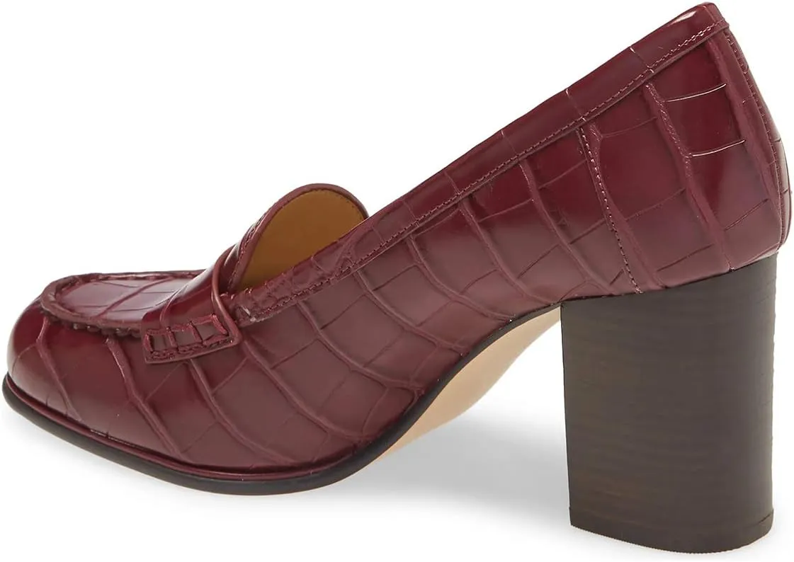 XYD Women Vintage Slip On Loafers Chunky Block High Heel Round Toe Basic Pumps Party Work Office Ladies Dress Shoes