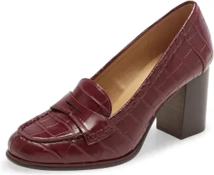 XYD Women Vintage Slip On Loafers Chunky Block High Heel Round Toe Basic Pumps Party Work Office Ladies Dress Shoes