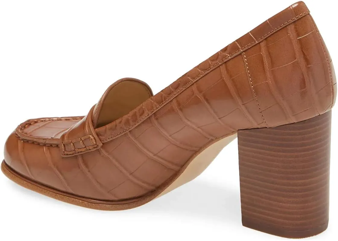 XYD Women Vintage Slip On Loafers Chunky Block High Heel Round Toe Basic Pumps Party Work Office Ladies Dress Shoes
