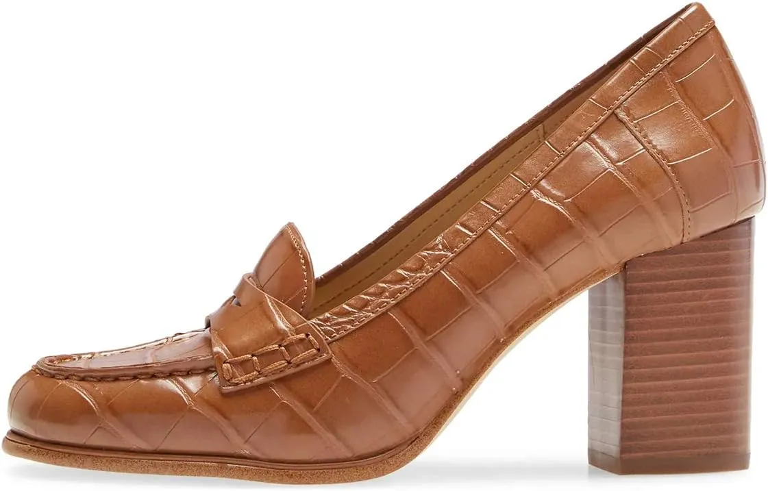 XYD Women Vintage Slip On Loafers Chunky Block High Heel Round Toe Basic Pumps Party Work Office Ladies Dress Shoes