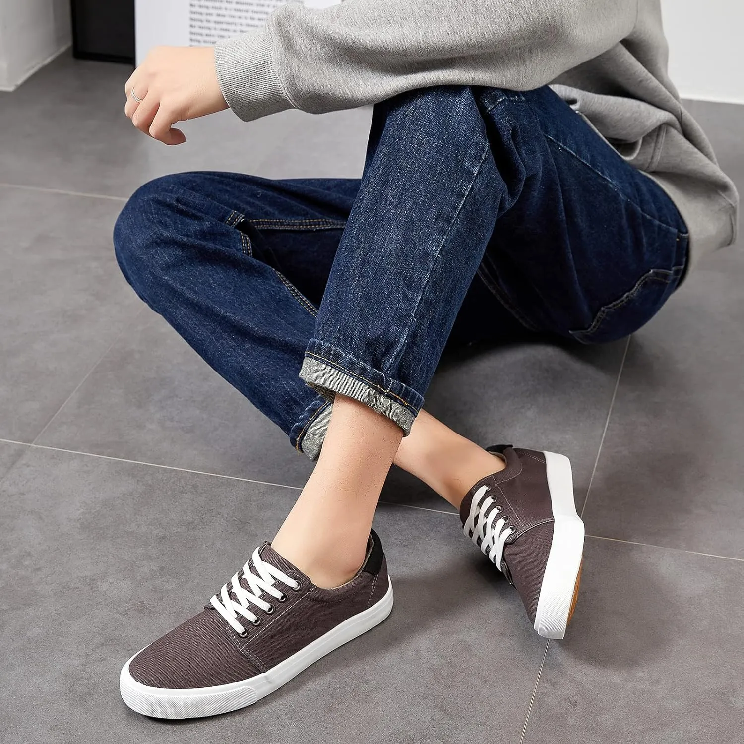 yageyan Mens Canvas Shoes Low top Sneakers Black Fashion Mens Casual Shoes