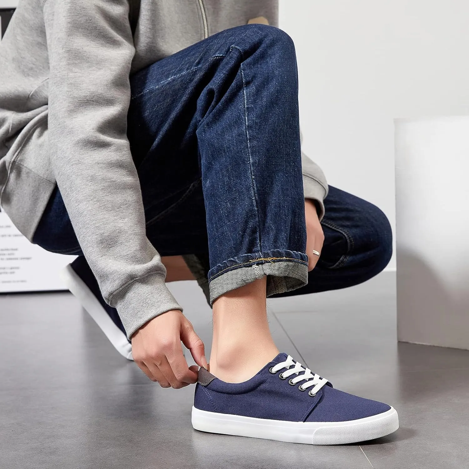 yageyan Mens Canvas Shoes Low top Sneakers Black Fashion Mens Casual Shoes