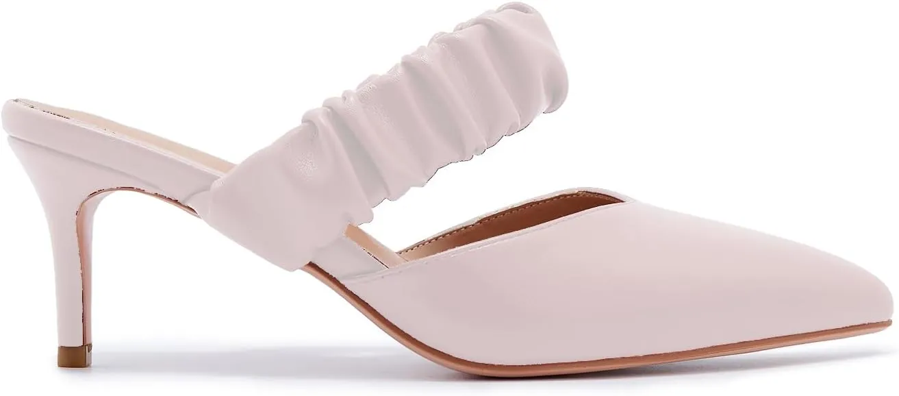 ZXHYZLZ Pointed Toe Kitten Heels For Women 2.5-Inch Low Heels Comfortable Closed Toe Heels Slingback