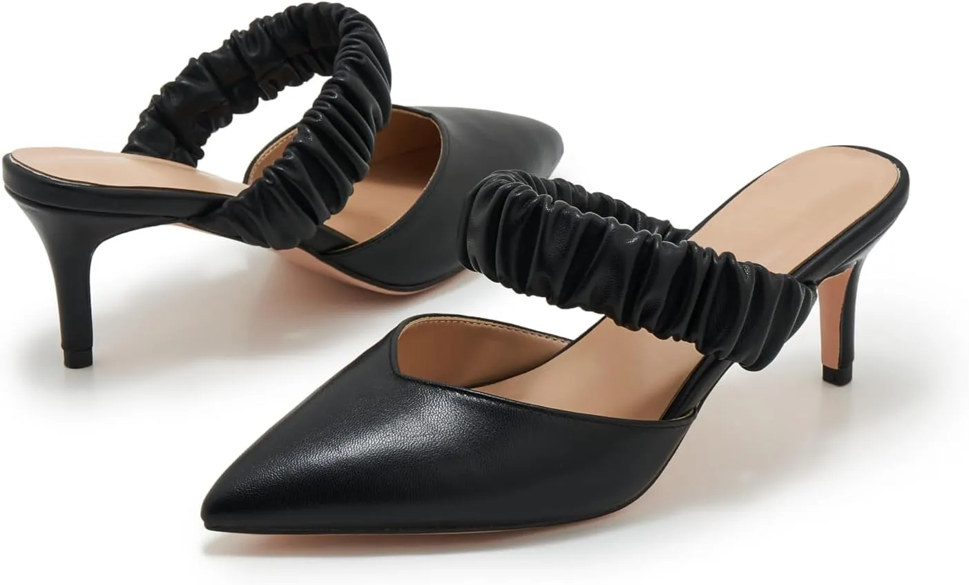 ZXHYZLZ Pointed Toe Kitten Heels For Women 2.5-Inch Low Heels Comfortable Closed Toe Heels Slingback