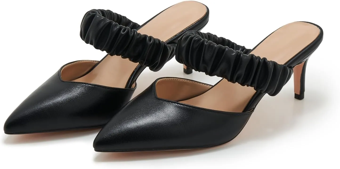 ZXHYZLZ Pointed Toe Kitten Heels For Women 2.5-Inch Low Heels Comfortable Closed Toe Heels Slingback