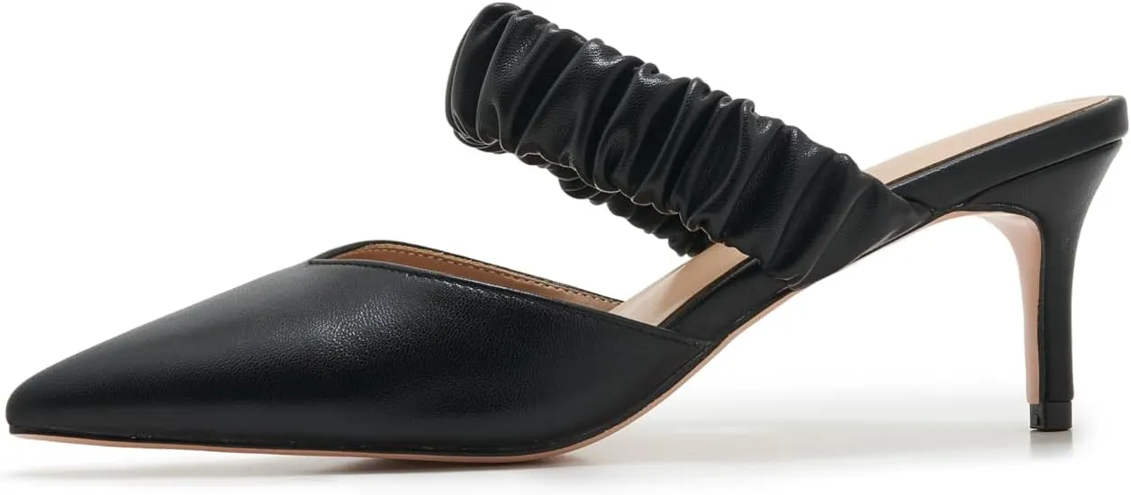 ZXHYZLZ Pointed Toe Kitten Heels For Women 2.5-Inch Low Heels Comfortable Closed Toe Heels Slingback
