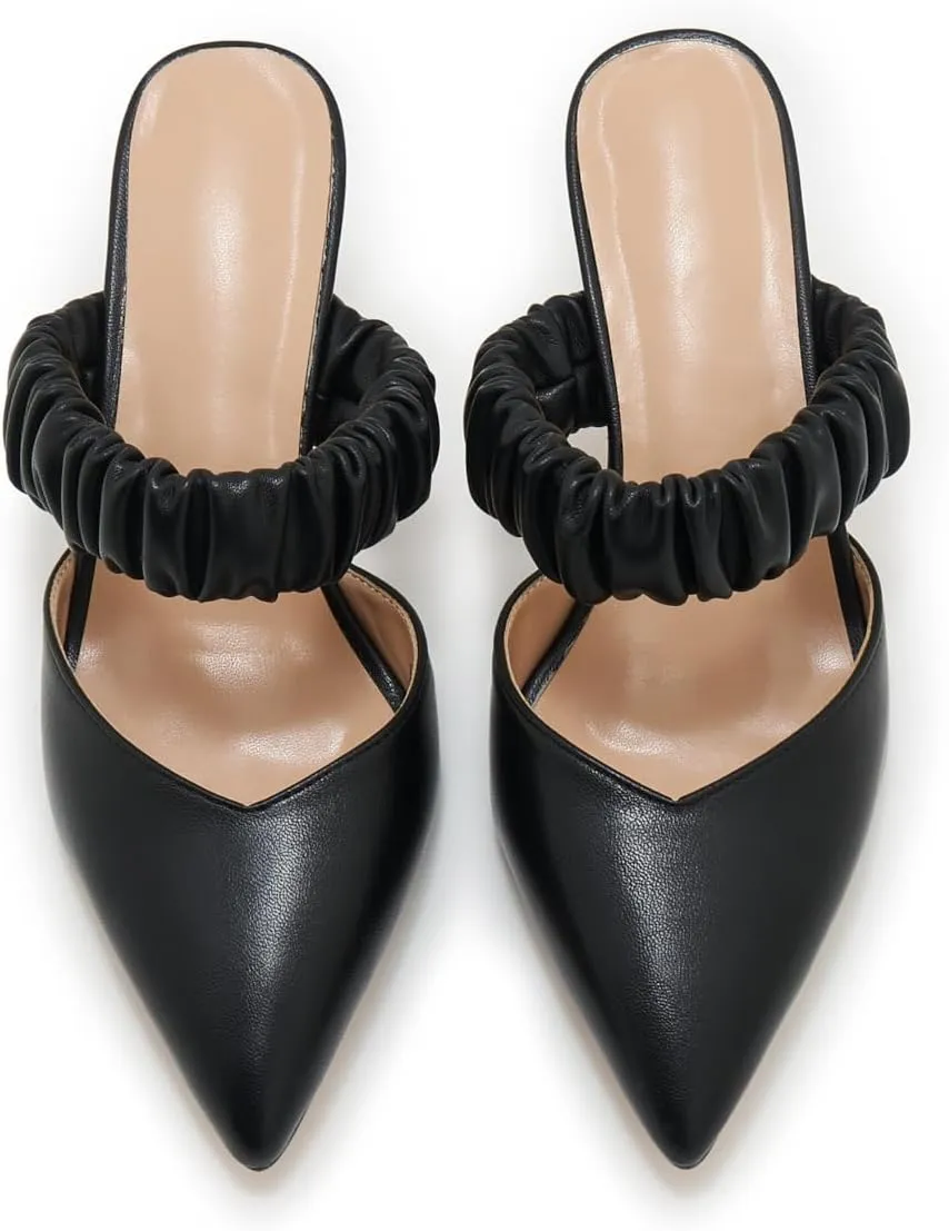 ZXHYZLZ Pointed Toe Kitten Heels For Women 2.5-Inch Low Heels Comfortable Closed Toe Heels Slingback