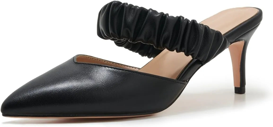 ZXHYZLZ Pointed Toe Kitten Heels For Women 2.5-Inch Low Heels Comfortable Closed Toe Heels Slingback