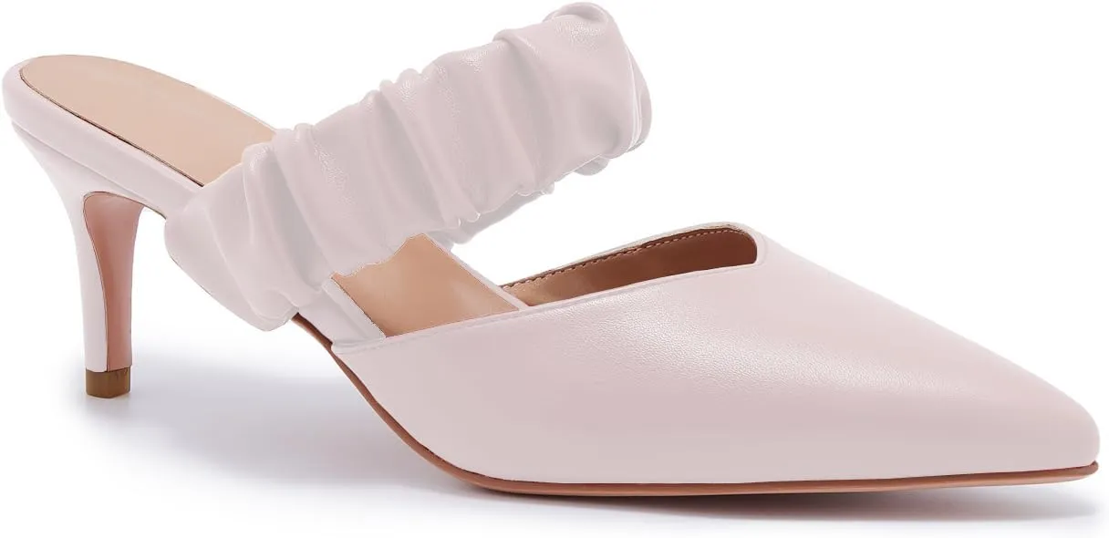 ZXHYZLZ Pointed Toe Kitten Heels For Women 2.5-Inch Low Heels Comfortable Closed Toe Heels Slingback